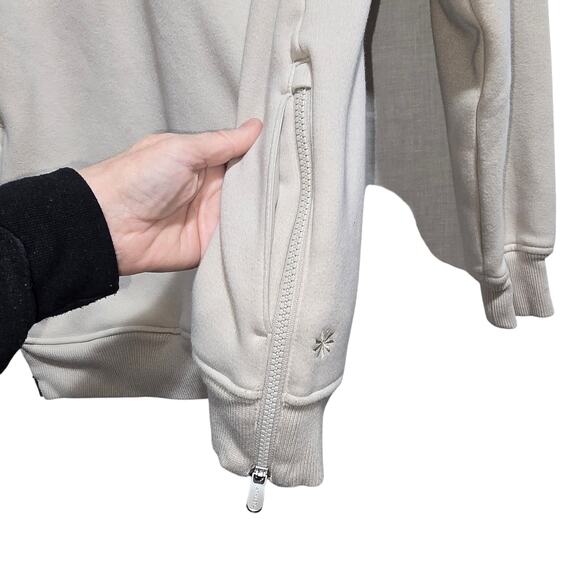 Athleta Retroplush Revive Sweatshirt Womens Small Beige 1/4 Zip Long Sleeve - Picture 6 of 7